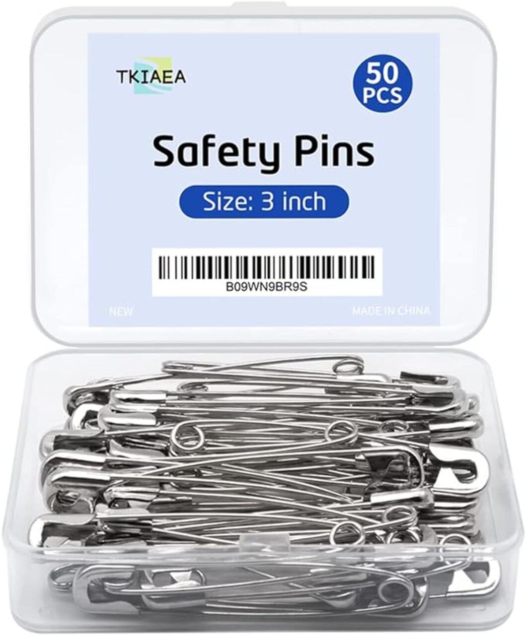 50 Pack Large Safety Pins - 3 Inch Heavy Duty Steel Pins for Blankets, Crafts, Quilting, Laundry & Upholstery – Extra Strong Brooch Backs & Curtain Fasteners